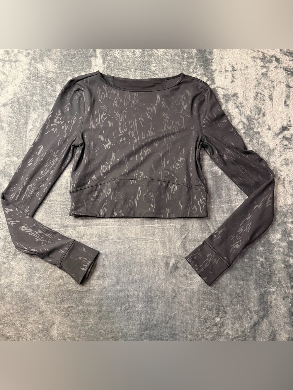 Sweaty Betty X Halle Berry Black Patterned Long-Sleeve Cropped Top